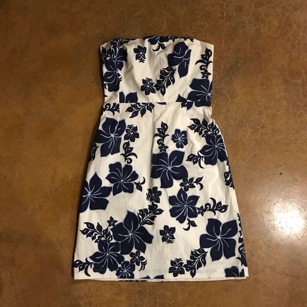 Strapless sundress Hawaiian print